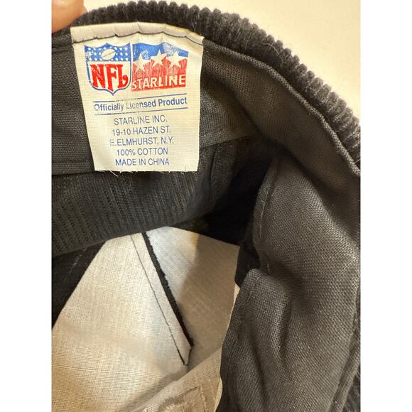 Raiders Starline NFL Snapback Black Corduroy Baseball Hat Vintage 90s/Y2K Cotton - Picture 6 of 6